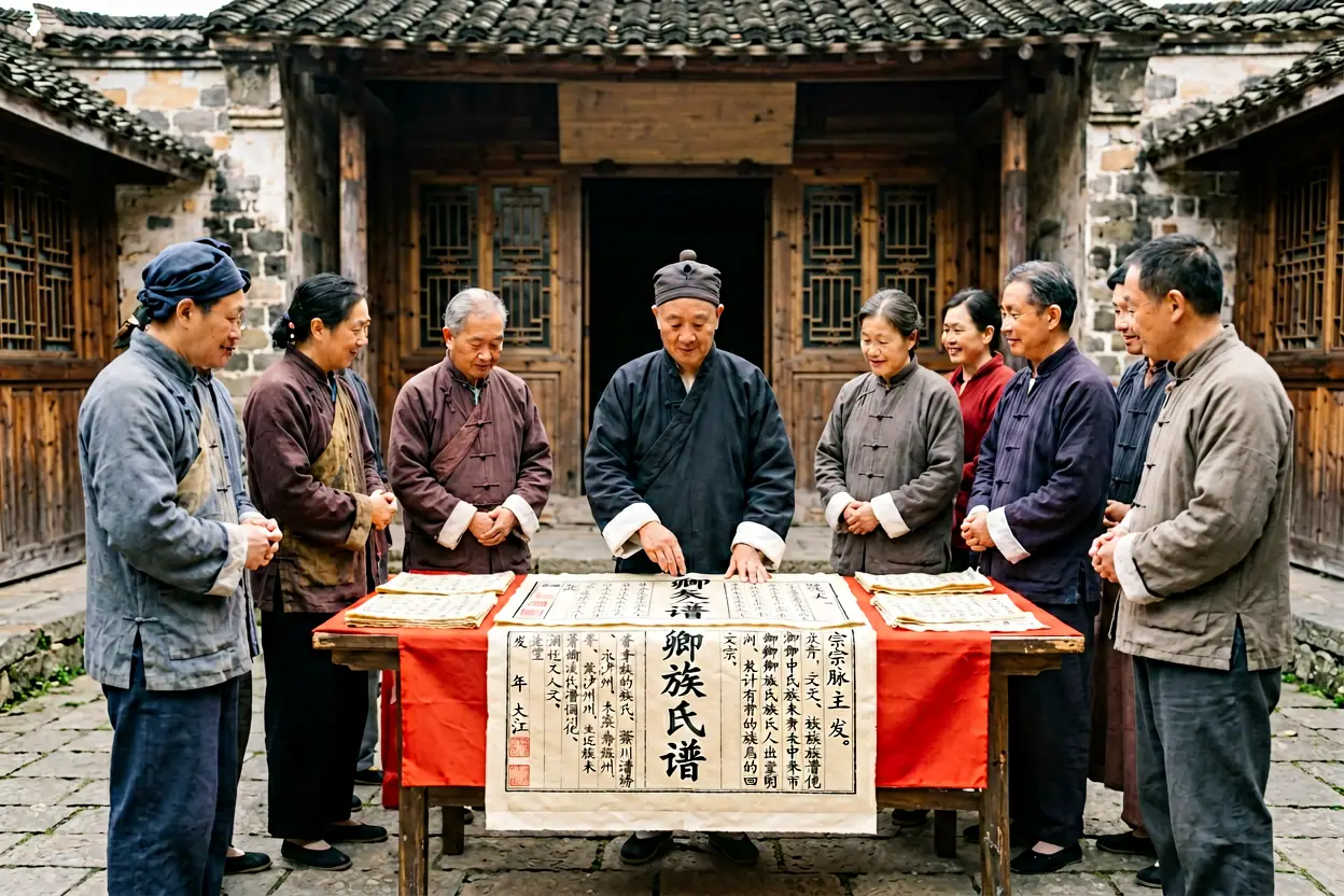四川资阳卿氏族谱发行与家族记忆整理 - 研究场景